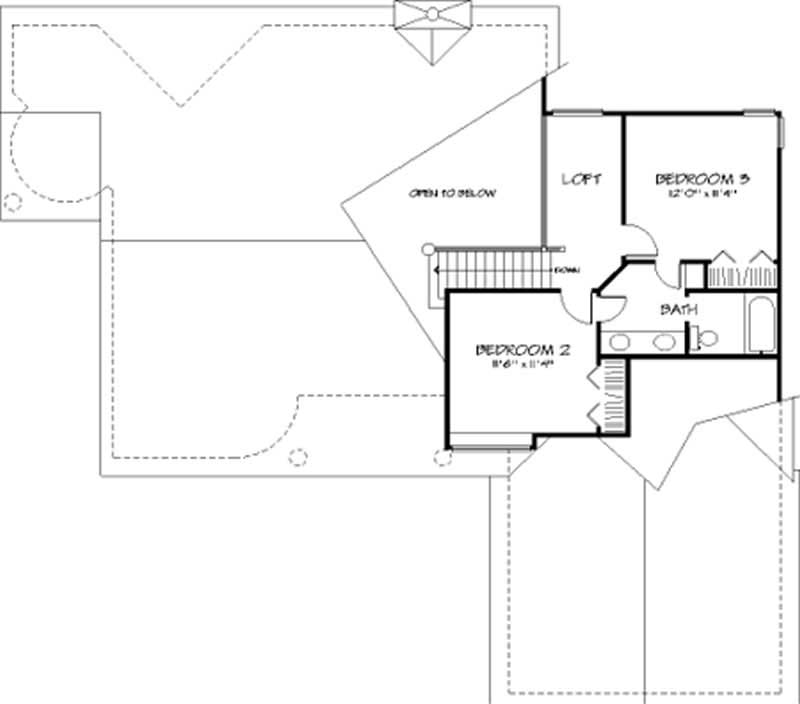 Floor Plan Second Story of Cape Cod Plan #146-1731