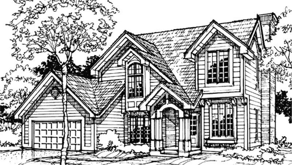 Front view of Country home (ThePlanCollection: House Plan #146-1734)