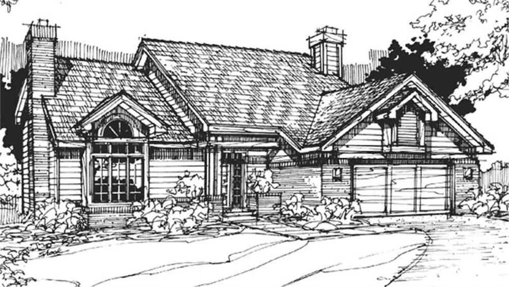 Front view of Country home (ThePlanCollection: House Plan #146-1736)