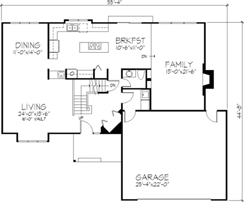 Floor Plan First Story of Country Plan #146-1736