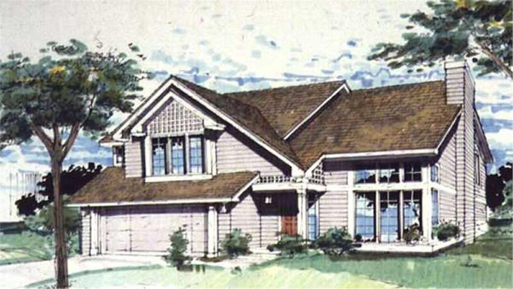 Front view of Country home (ThePlanCollection: House Plan #146-1737)