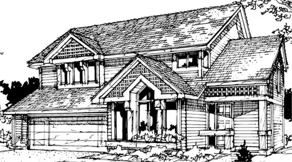 Front view of Country home (ThePlanCollection: House Plan #146-1740)