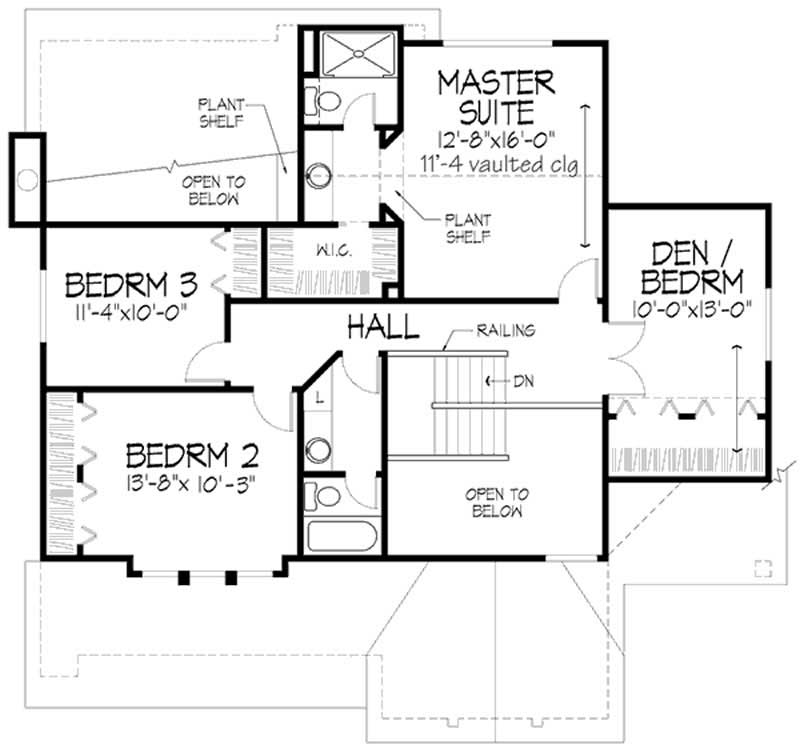 Floor Plan Second Story of Country Plan #146-1740