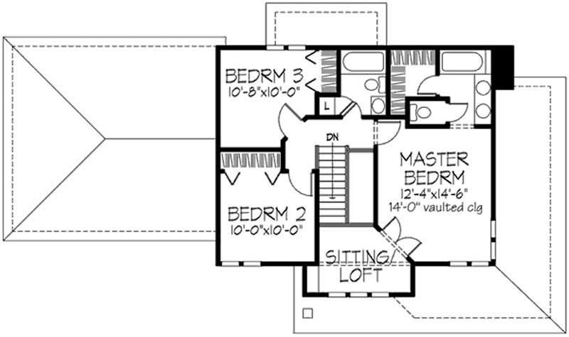 Floor Plan Second Story of Country Plan #146-1741