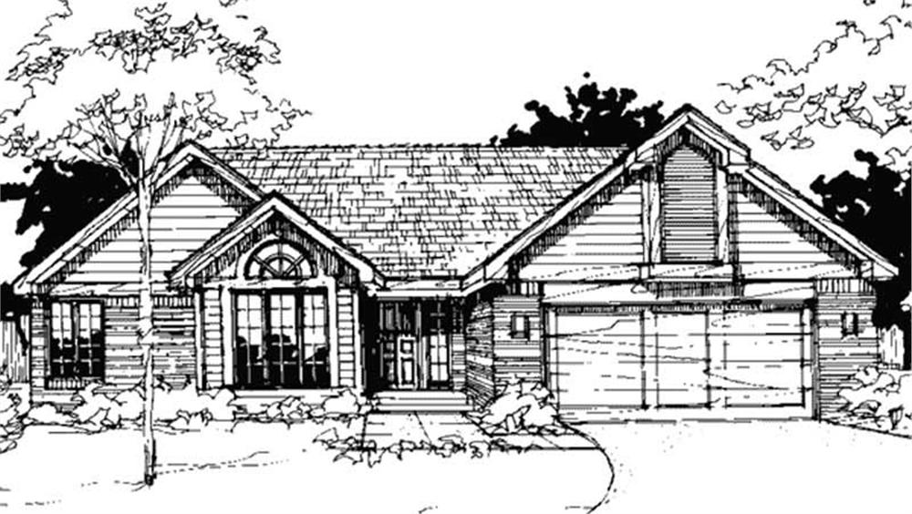 Front view of Country home (ThePlanCollection: House Plan #146-1742)
