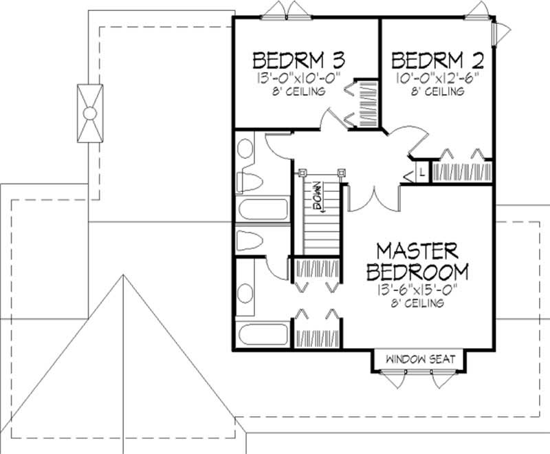 Floor Plan Second Story of Country Plan #146-1748