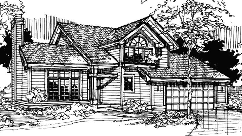 Front view of Country home (ThePlanCollection: House Plan #146-1749)