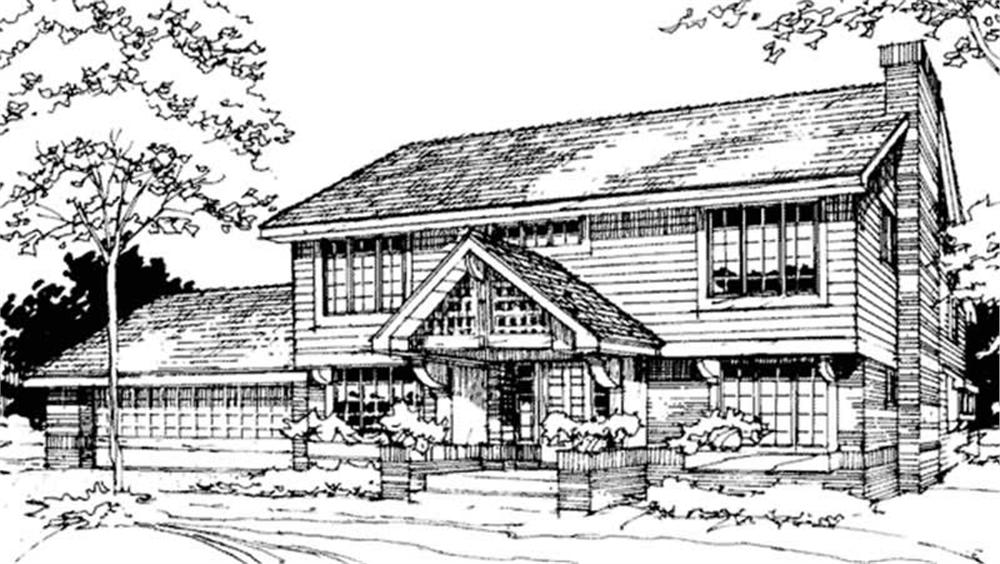 Front view of Country home (ThePlanCollection: House Plan #146-1752)