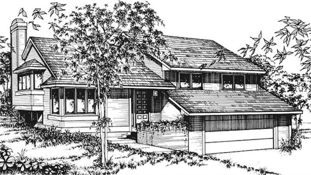 Front view of Multi-Level home (ThePlanCollection: House Plan #146-1778)