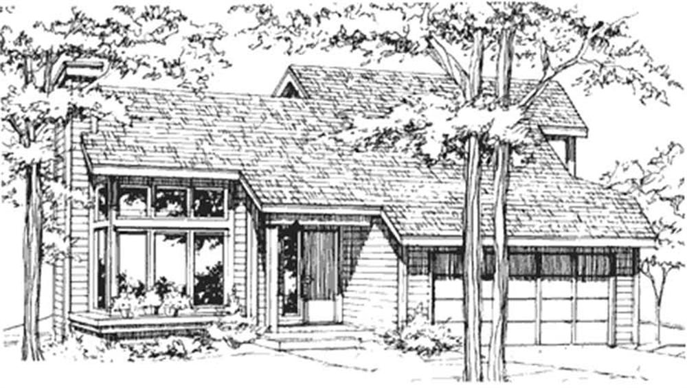 Front view of Contemporary home (ThePlanCollection: House Plan #146-1779)