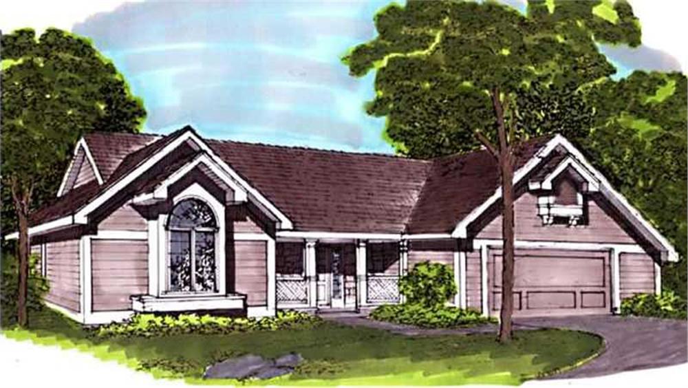 Front view of Country home (ThePlanCollection: House Plan #146-1815)