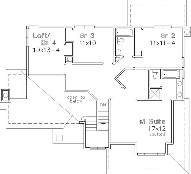 Floor Plan Second Story of Country Plan #146-1816