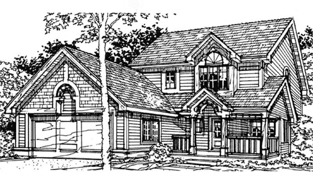 Front view of Country home (ThePlanCollection: House Plan #146-1823)