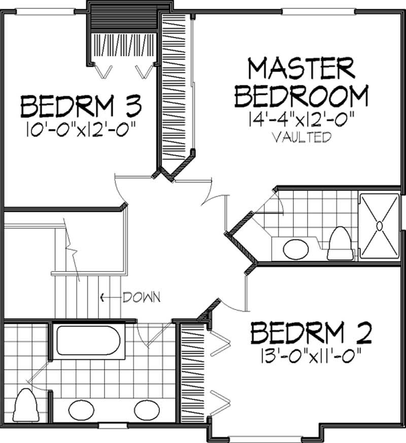 Floor Plan Second Story of Country Plan #146-1823
