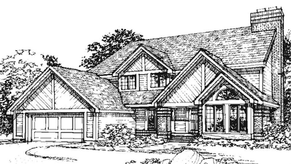 Front view of Country home (ThePlanCollection: House Plan #146-1826)