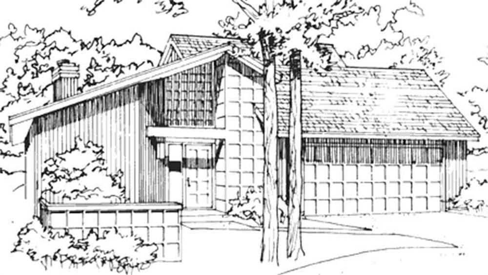 Front view of Contemporary home (ThePlanCollection: House Plan #146-1828)
