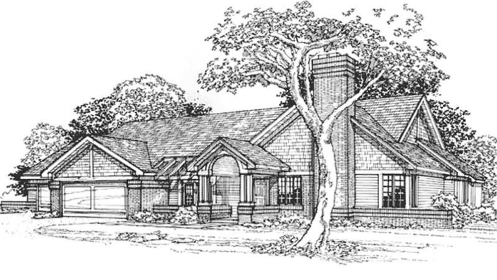 Front view of Country home (ThePlanCollection: House Plan #146-1829)
