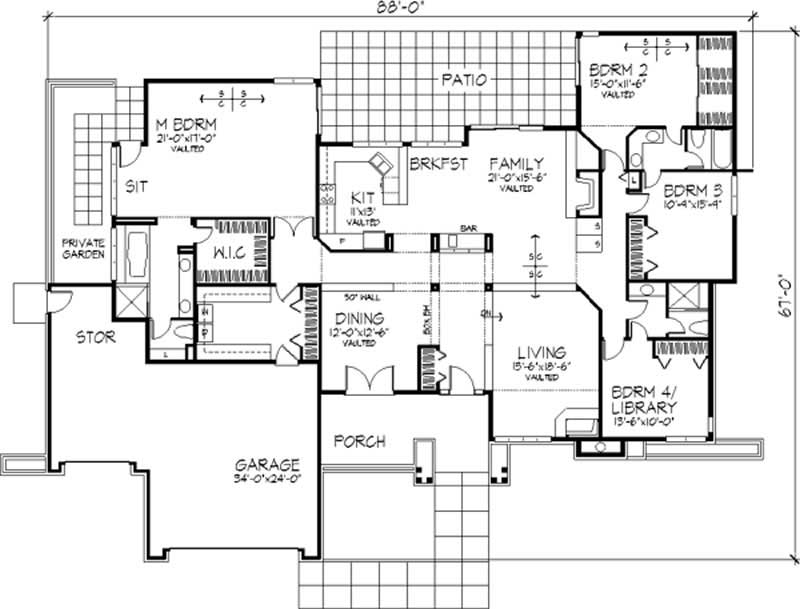 Floor Plan First Story of Country Plan #146-1829