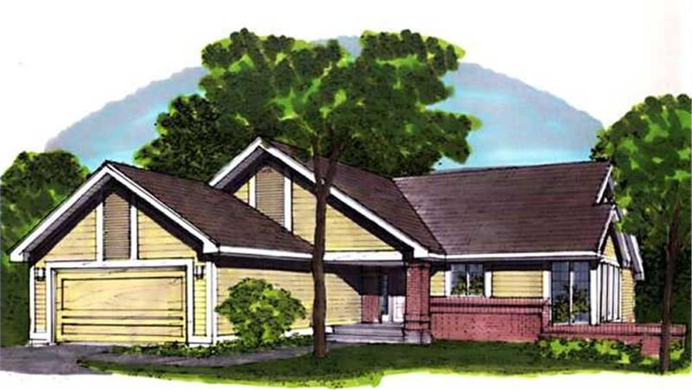 Front view of Ranch home (ThePlanCollection: House Plan #146-1831)