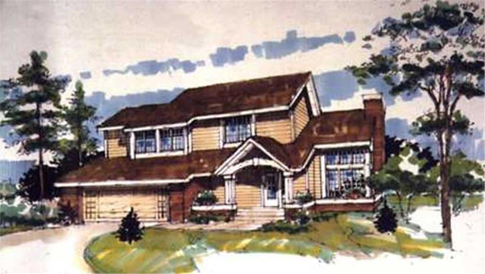 Front view of Country home (ThePlanCollection: House Plan #146-1848)