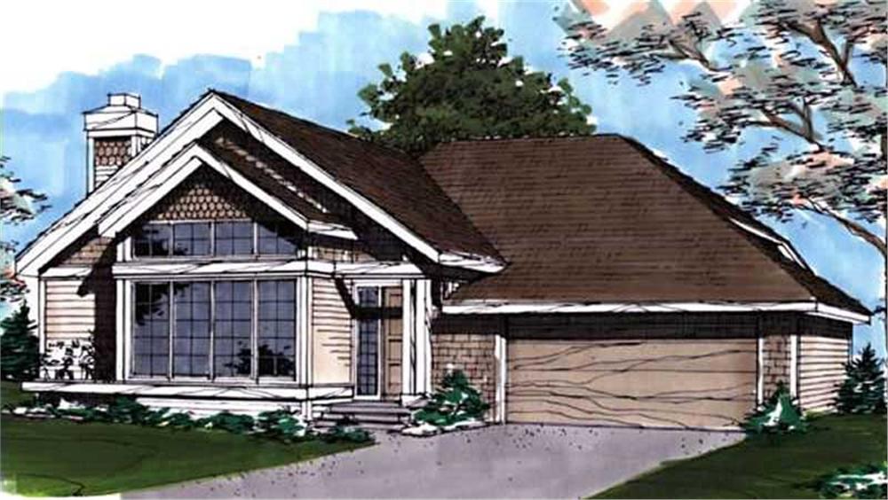 Front view of Ranch home (ThePlanCollection: House Plan #146-1850)