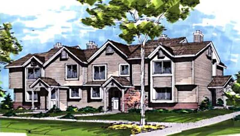 Front view of Duplex/Multi-Unit home (ThePlanCollection: House Plan #146-1855)