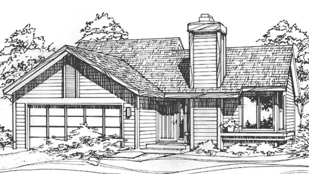 Front view of Ranch home (ThePlanCollection: House Plan #146-1871)