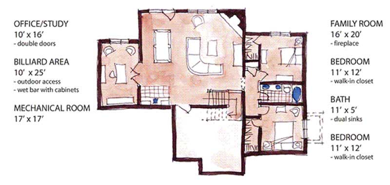 Floor Plan Basement of European Plan #146-1876