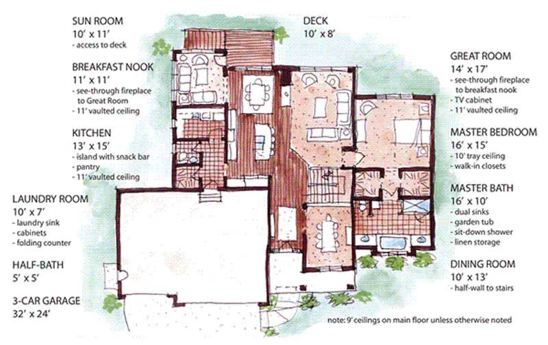 Floor Plan First Story of European Plan #146-1876