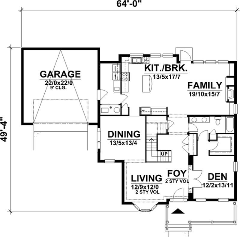 Floor Plan First Story of Country Plan #146-1879