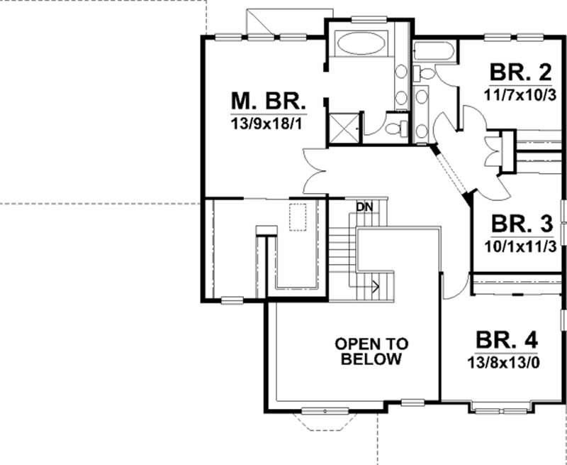 Floor Plan Second Story of Country Plan #146-1879