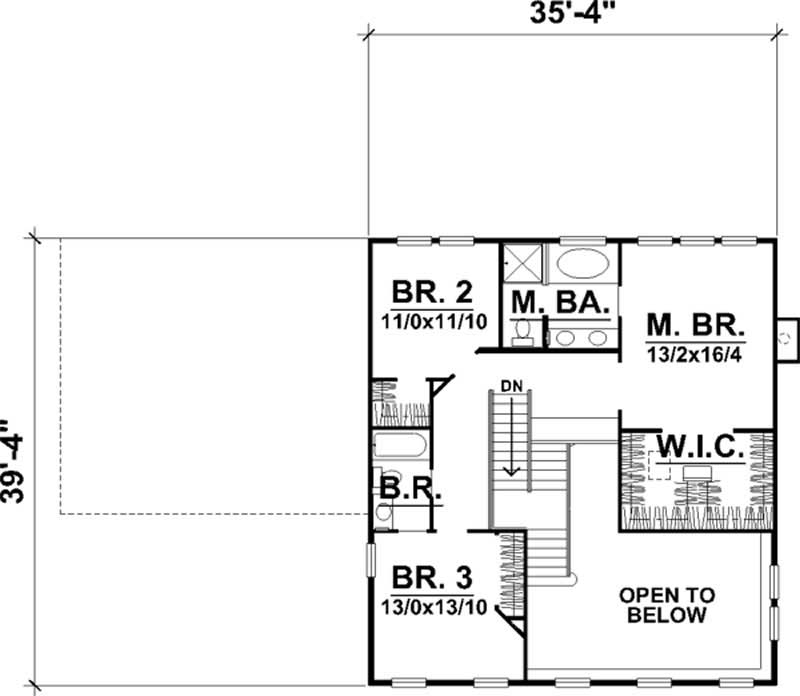 Floor Plan Second Story of Country Plan #146-1881