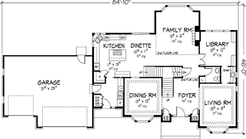 Floor Plan First Story of European Plan #146-1884
