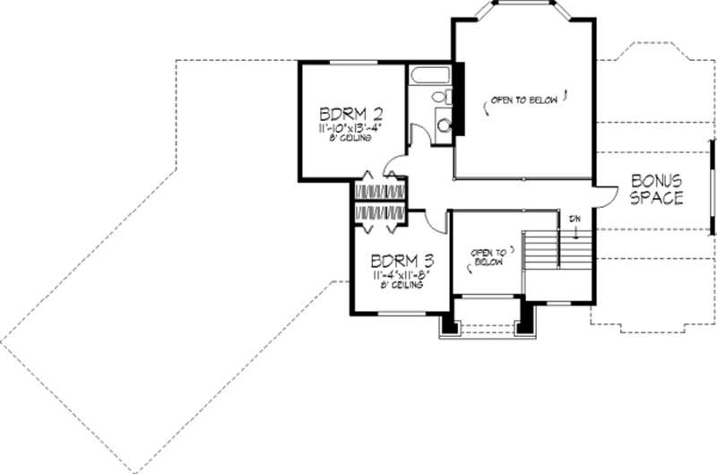 Floor Plan Second Story of European Plan #146-1885
