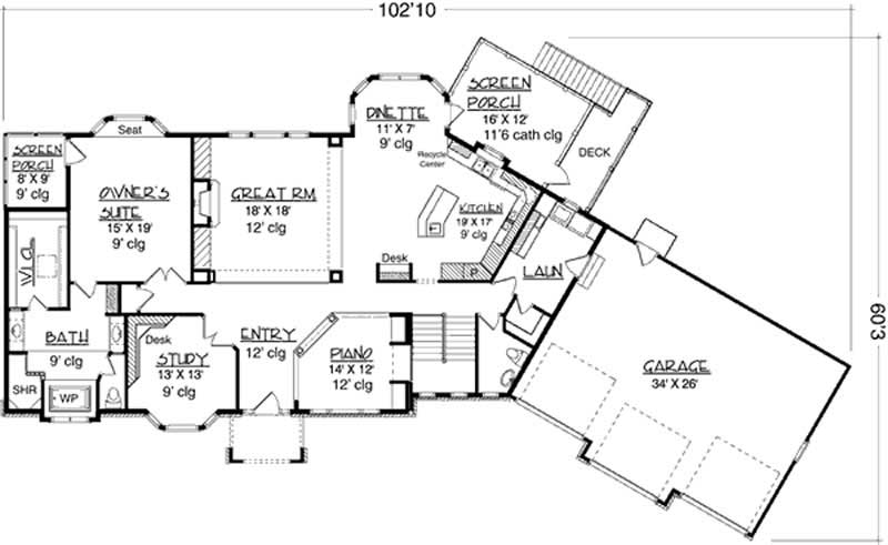 Floor Plan First Story of European Plan #146-1890