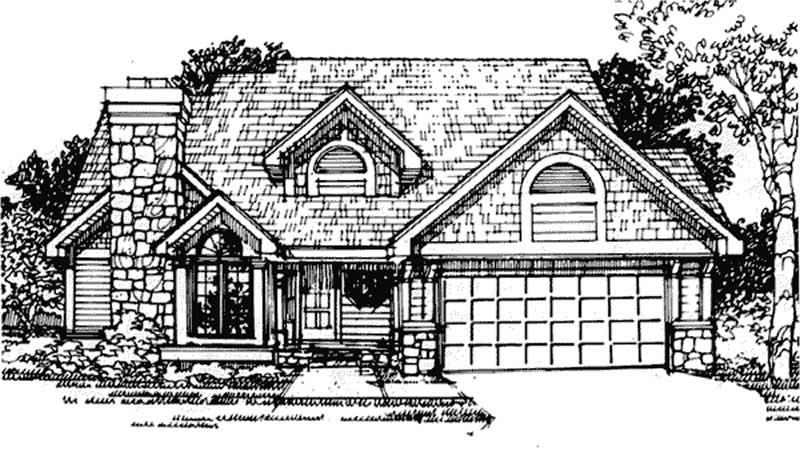Front view of Country home (ThePlanCollection: House Plan #146-1891)