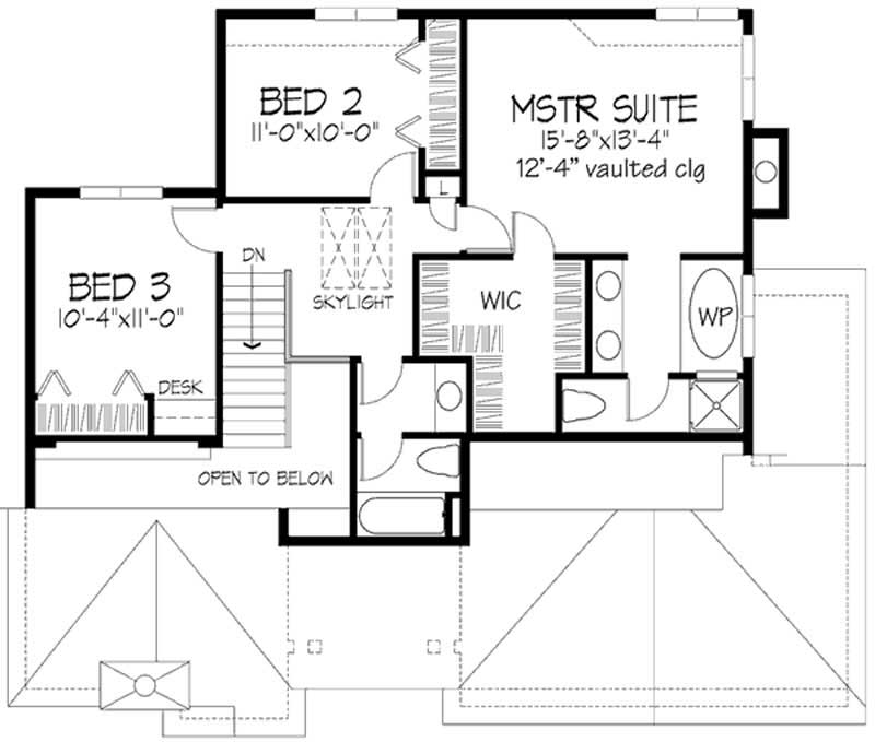 Floor Plan Second Story of Country Plan #146-1891
