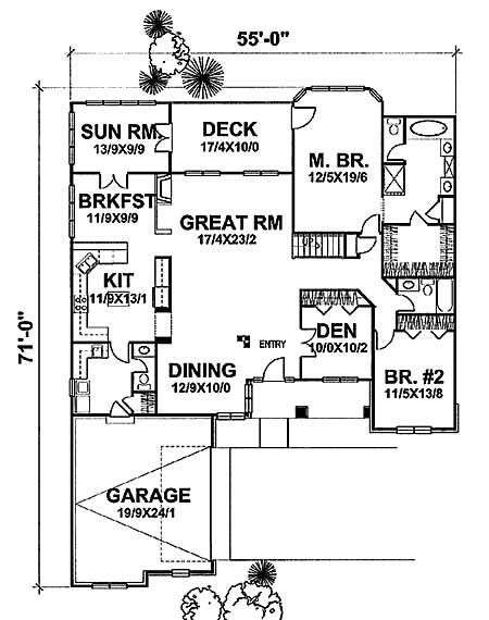 Floor Plan First Story of Bungalow Plan #146-1893