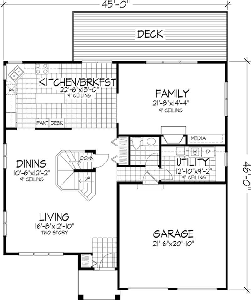 Floor Plan First Story of Country Plan #146-1894
