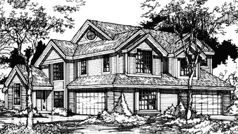 Front view of Duplex/Multi-Unit home (ThePlanCollection: House Plan #146-1896)