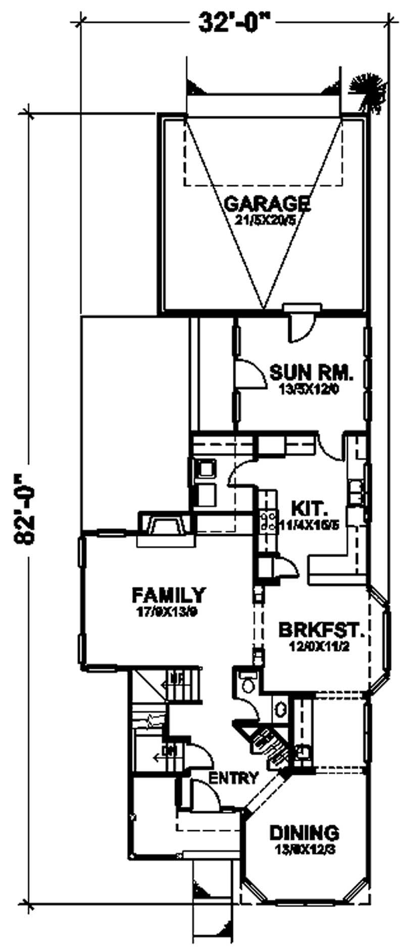 Floor Plan First Story of Country Plan #146-1897