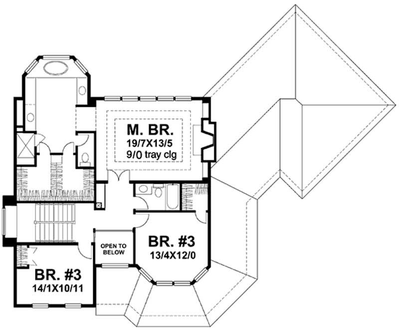 Floor Plan Second Story of Country Plan #146-1898
