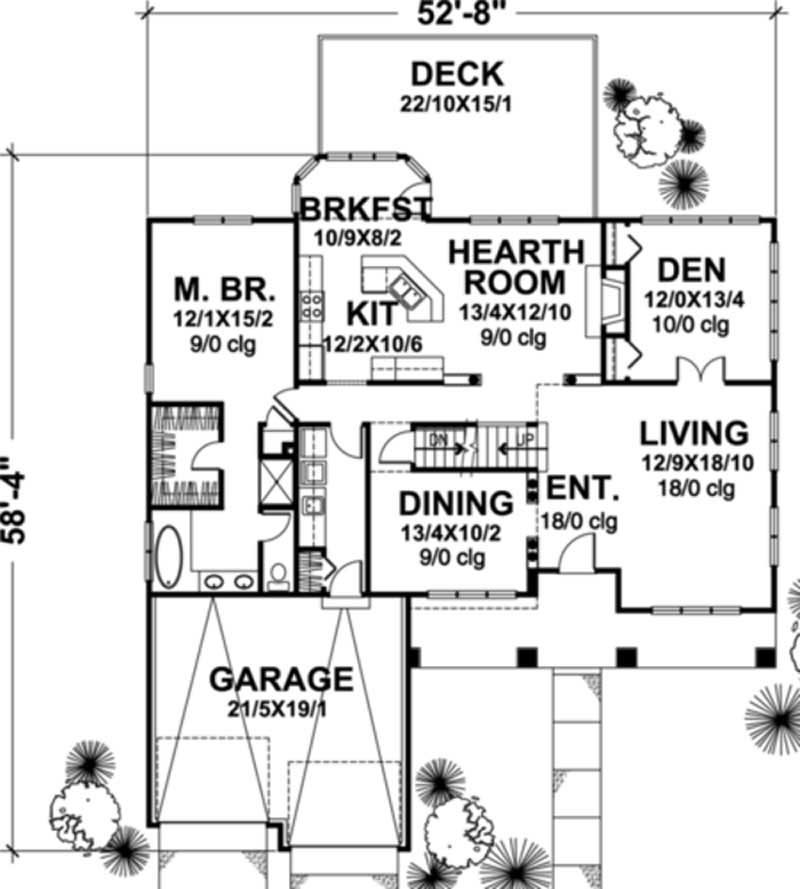 Floor Plan First Story of Country Plan #146-1903