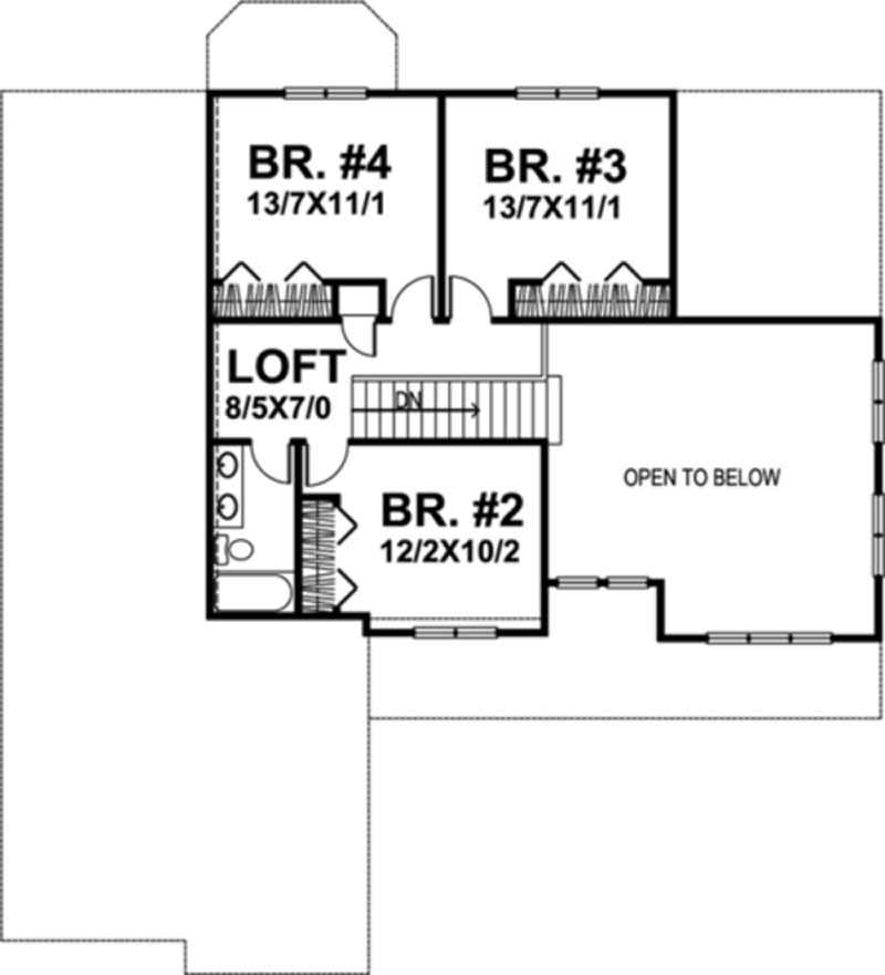 Floor Plan Second Story of Country Plan #146-1903