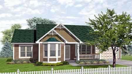 Front view of Country home (ThePlanCollection: House Plan #146-1905)