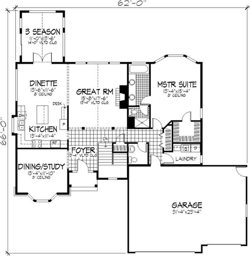 Floor Plan Second Story of European Plan #146-1906