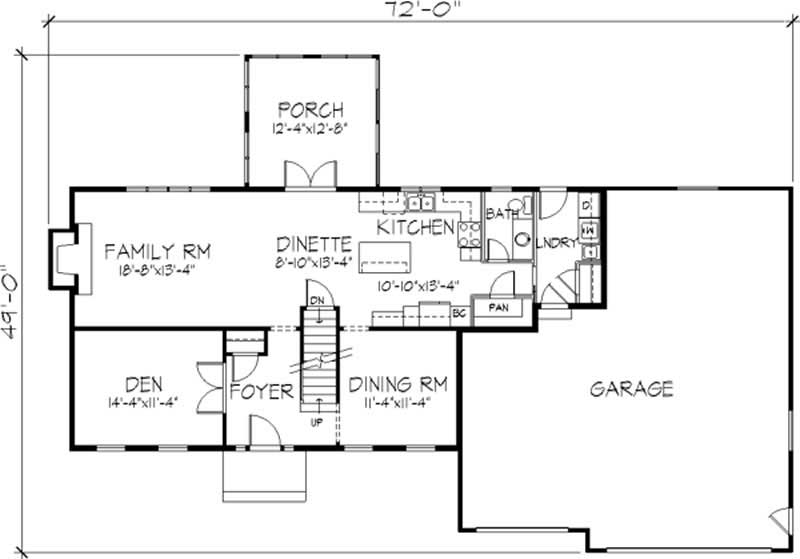 Floor Plan First Story of Colonial Plan #146-1908