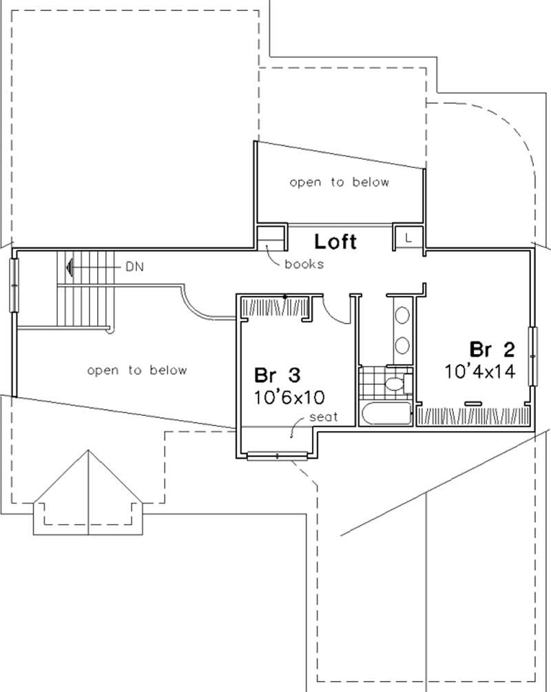 Floor Plan Second Story of Cape Cod Plan #146-1912