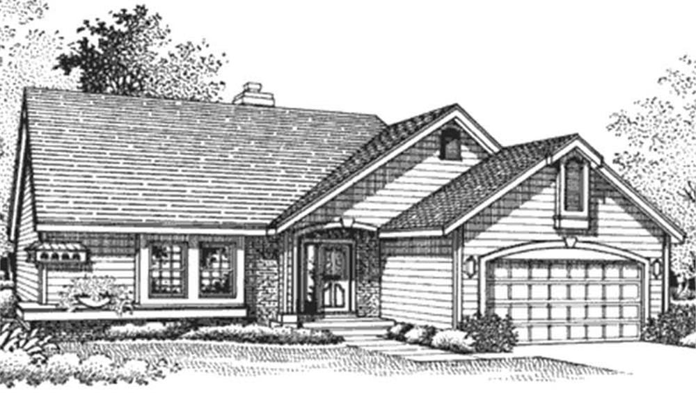 Front view of Country home (ThePlanCollection: House Plan #146-1913)
