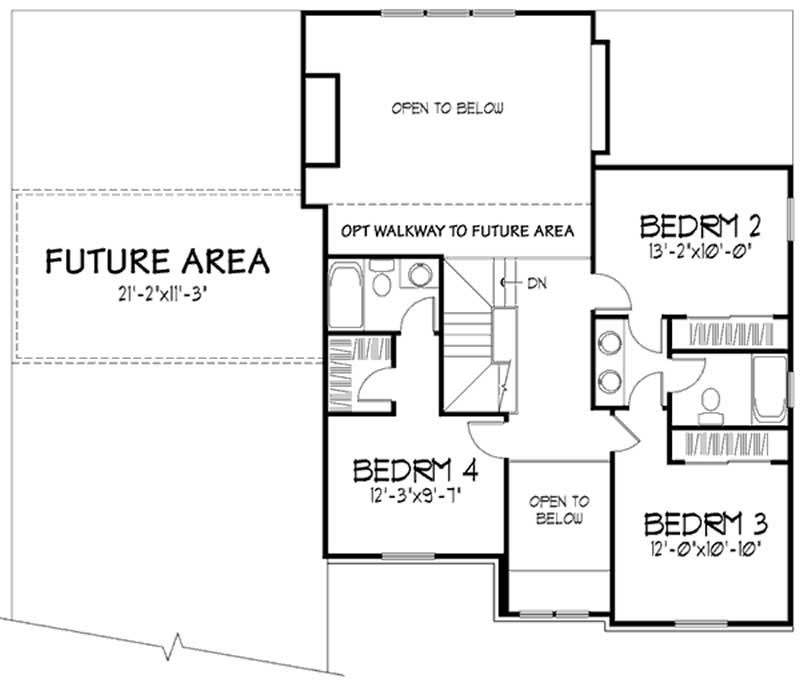 Floor Plan Second Story of European Plan #146-1915